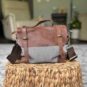 Crossbody Leather and Canvas Small Bag Jesslyn Blake, Anthropologie